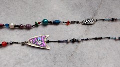 Vintage Glass, plastic and metal necklace, multicolour