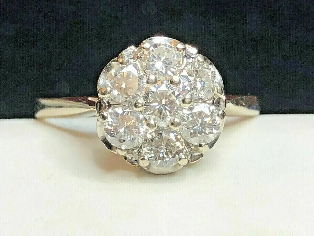 2Ct Round Cut lab Created Diamond Art Deco 14K White Gold Finish Engagement Ring