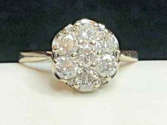 2Ct Round Cut lab Created Diamond Art Deco 14K White Gold Finish Engagement Ring
