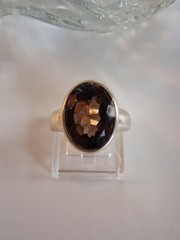 Vintage Designer Oval Cut Smoky Quartz Band Statement Ring Sz 8 Sterling Silver