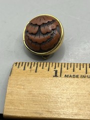 Vintage Givenchy France Brutalist Faux Cinnabar Button Clip-On Earrings 1977