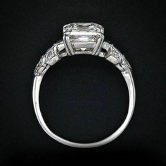 Art Deco Style 3.00Ct Asccher Cut Lab-Created Diamond Engagement 925 Silver Ring