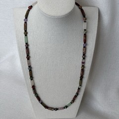 Vintage Semi-precious Natural Stone Necklace Barrel Clasp 24”