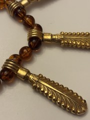 Vintage Lanvin Paris Egypt Revival Choker 16” Faux Amber Lucite & Gold Metal