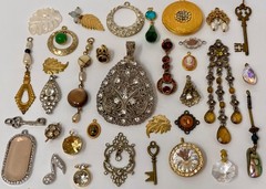 Lot Vtg & Modern Victorian Art Deco Style Pendants Findings Jewelry Craft Jv