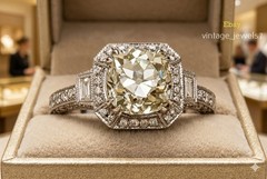 Round Cut 3CT Lab Created Diamond Vintage Halo Engagement Ring 14K Gold Finish
