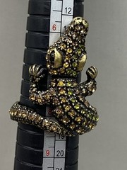 Vintage Alligator Crocodile Adjustable Ring Multi Colored Rhinestones
