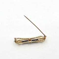 Antique 12k Yellow Gold Art Deco Old European Diamond Sapphire Pearl Pin Brooch