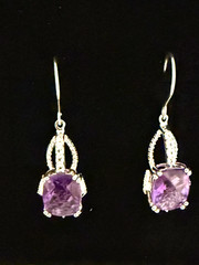 Bold JTV 8.20ctw African Amethyst & White Topaz Sterling 925 Dangle Earrings