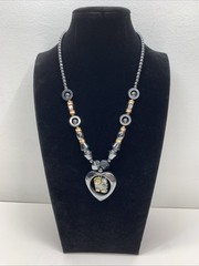 Vintage Heavy Heart W/ Good Luck Elephant Inside Pendant Necklace