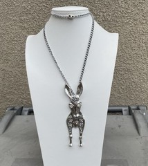 Vintage Juliana DeLizza Elster Unmarked Silver Tone Swinging Donkey Necklace D&E