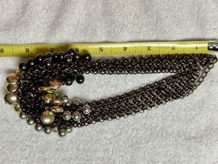 Mesh Copper Silver Gold Black Tone Bead Collar Bib Focal Necklace n0260