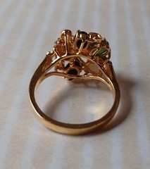 Vintage 80s 90s Gold Plated Cocktail Ring Semi-Precious Stones Size 9.5