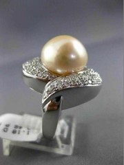 ESTATE MASSIVE 2.46CT DIAMOND 18KT WHITE GOLD SOUTH SEA PEARL INFINITY LOVE RING