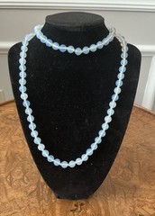 Opaline Opalescent Glass Beaded Vintage Necklace 32” Long