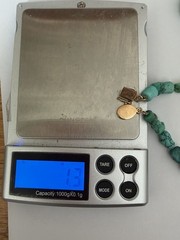 vintage necklace genuine turquoise nuggets paired with a 14K gold clasp 23” B5