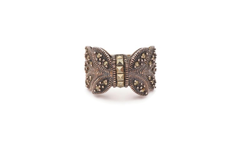 Vintage Sterling Silver 925 Marcasite Ring Size 8.75