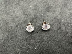 1.03g Vintage Sterling Silver 925 Faceted Clear Earrings Sparkling M