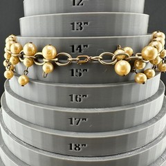 Vintage Faux Pearl Fringe Chain Necklace Gold Tone Beaded Dangle Charm Old Clasp