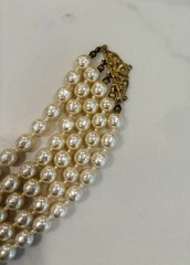 VTG SIGNED Miriam Haskell BAROQUE PEARL NECKLACE VINTAGE CHOKER 5 STRAND