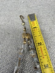 Vintage Necklace Faceted Crystal Gray Beads Gold Tone Accents Adjustable Length