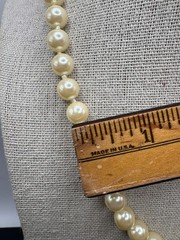 Vintage AVON Gold Tone Faux Pearl Beaded Strand Knotted Necklace 18”