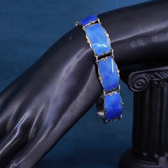 7.25”, Norway gold over sterling 925 silver handmade bracelet with blue enamel