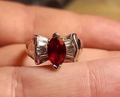 Red And Clear Cubic Zirconia Sterling Silver 925 Ring Size 7 5g vintage