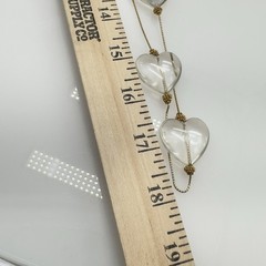 Anne Klein Couture Clear Lucite Heart Necklace Gold Chain 1990s 36 in Clasp