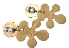 Multicolor Poured Resin Earrings Gold Tone Cabochon Floral Flower Power 1980’s