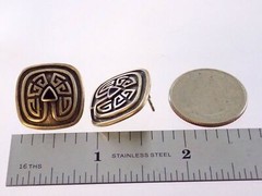 Sterling Silver Black Onyx Glyph Stud Earrings 925 Geometric Studs 6.9g .75 Inch