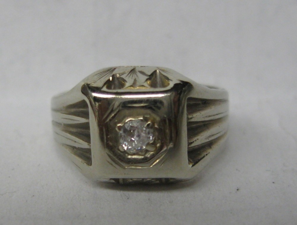 VICTORIAN ANTIQUE 10KW GOLD OLD EUROPEAN CUT DIAMOND BAND PINKY RING SIZE 2.75