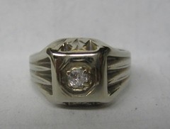 VICTORIAN ANTIQUE 10KW GOLD OLD EUROPEAN CUT DIAMOND BAND PINKY RING SIZE 2.75
