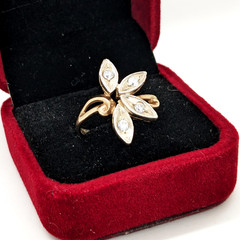 Vintage Luxury RING Silver 925 Flower with chic inserts -size: 9US (19mm)| UA #3