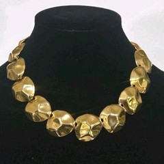 Vintag Honeycomb Link Gold-tone 18 1/4″ Runway Chunky Statement Necklace
