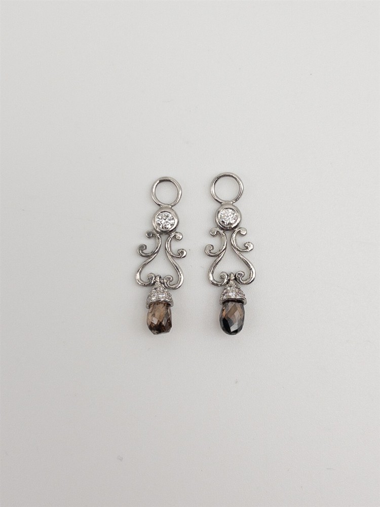 Loree Rodkin $11,500 2.30ct Champagne VS Diamond Platinum Earring Dangle JACKETS