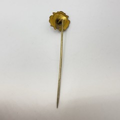 Victorian Gilt Lion Head Stick Pin Paste Garnet Eyes Rhinestone 2.5″