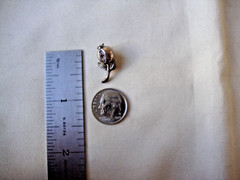 VINTAGE 1970-80s 3D POMEGRANATE LAVENDER TOPAZ STERLING SILVER STAMPED 925 PIN