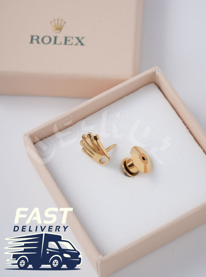 Bid ROLEX Gold Crown Lapel Pin Tie Tack Brooch NOS Collectible AD VIP Gift Boxed