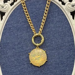 Vintage Gold Plated Chain Necklace, Vtg Faux Flash Opal, Magical Color