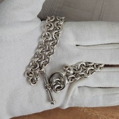 Vintage Sterling Silver BOROX 69⅕g Heavy Rolo Link 18″ Chain Toggle Necklace 925