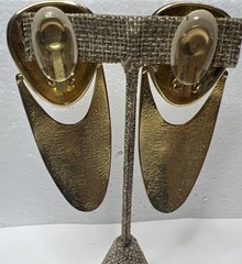 Vintage brushed gold tone statement earrings
