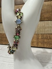 Hollycraft Pastel Rhinestone Bracelet, Stamped Copr 1955, 1950s Vintage Jewelry