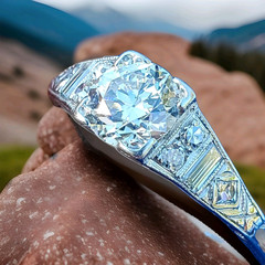 Original EARTH MINED DIAMOND ART Deco Engagement Ring 1 CARAT PLATINUM Solitaire