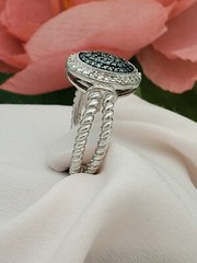 Designer Silver Green Diamond Rope Ring-Sterling Silver-Green Treated Diamonds