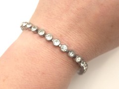 Vintage Art Deco Clear Faceted Czech Czechoslovakia Glass Silver Plate Bracelet