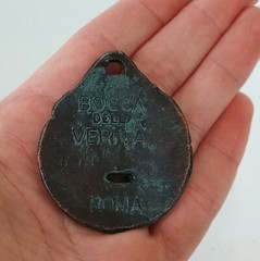 RARE Vintage Bocca Della Verita Bronze? Keychain Charm Pendant Coin 74 Grams