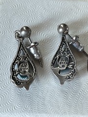 Vintage Sterling Silver Turquoise Dangle Earrings William Wheeler Native Style
