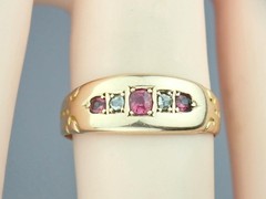 Lovely Antique Victorian Solid 15K Gold Ruby Diamond Gem Ring Chester 1892 5.75