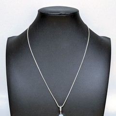 Sajen 925 Sterling Silver Blue Bezel Pendant Necklace+Stud Earring Set 💎